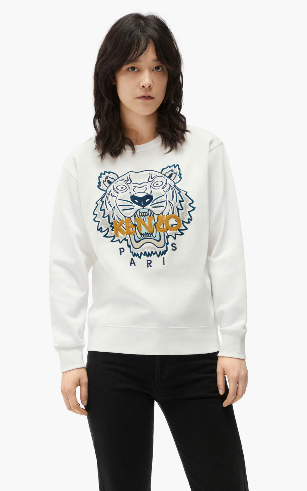 Kenzo Tiger Sweatshirt White For Womens 4628KFWSG
